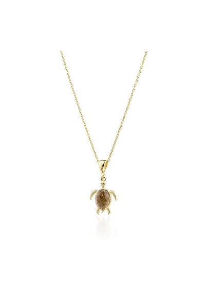 by Bahar Tetik Doğal Taşlı Kaplumbağa Kolye