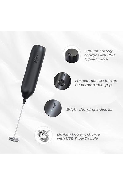 MIBRU Mini Type-C Rechargeable Milk Frother – For Lattes, Cappuccinos & Hot Chocolate