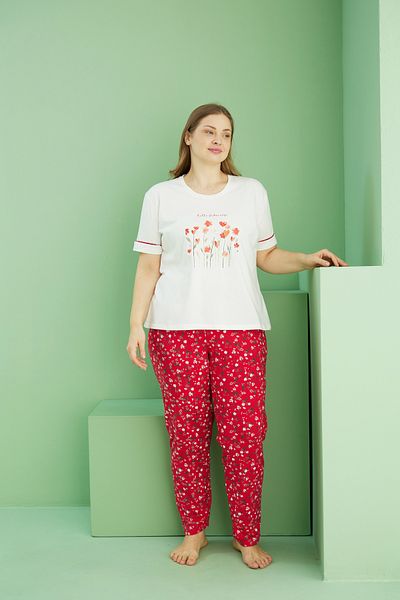 Siyah İnci Σετ πιτζάμες από βαμβακερό σχέδιο Curve Plus Size Oversize 25113777