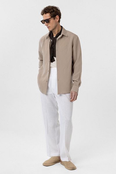 Antioch Beige Relax Fit Modal Fabric Men's Shirt
