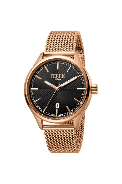 Ferre Milano FM1G143M0071 Watch FM1G143M0071 Men Federico Rose Gold with Black dial Quartz mechanism