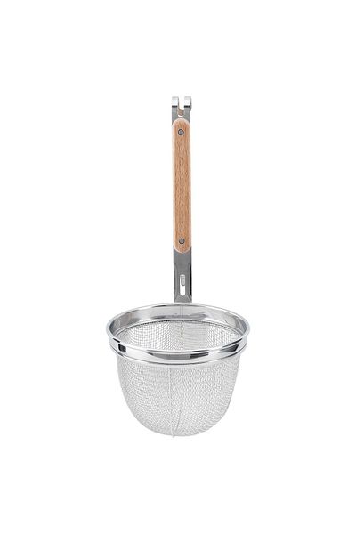 IKEA VARDAGEN Noodle strainer, stainless steel/beech, 30 cm