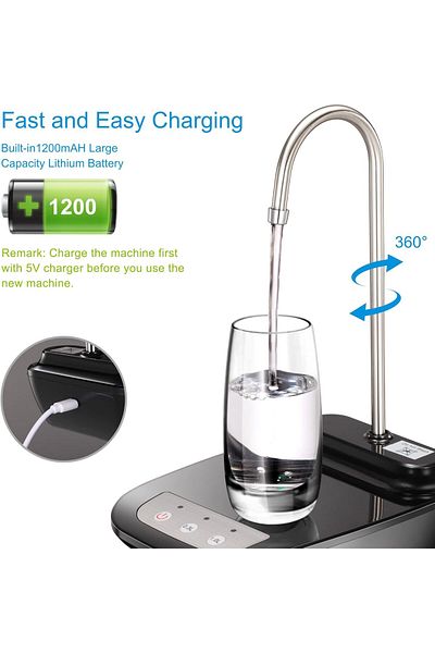COOYA USB Charging Water Bottle Pump, Compatible with 2-5 Gallon Water Buckets, Portable
