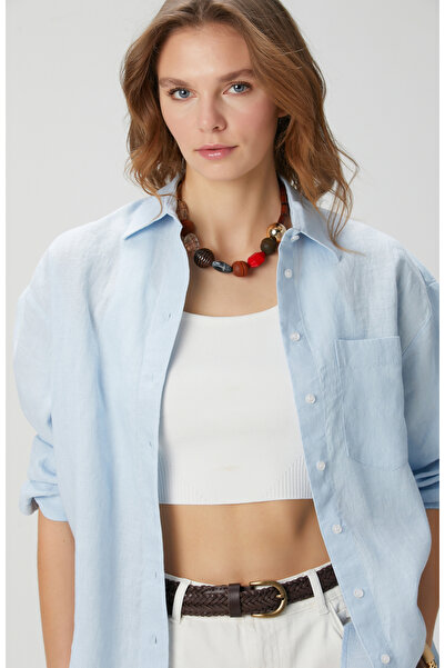 Network Mavi Keten Gömlek