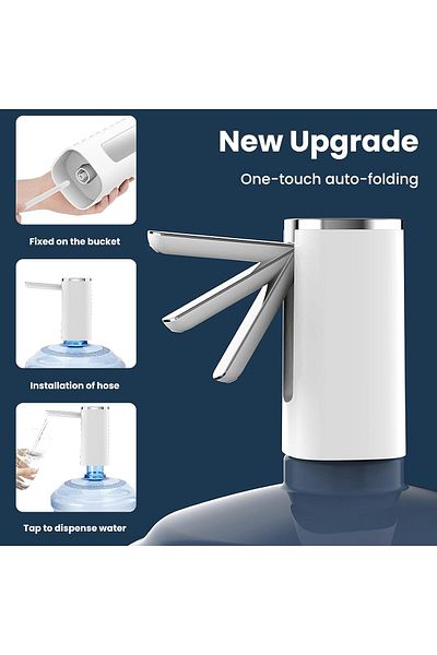 COOYA Water Bottle Dispenser, Foldable Electric Water Bottle Pump, 3 Quantitative Settings Drinking Pump
