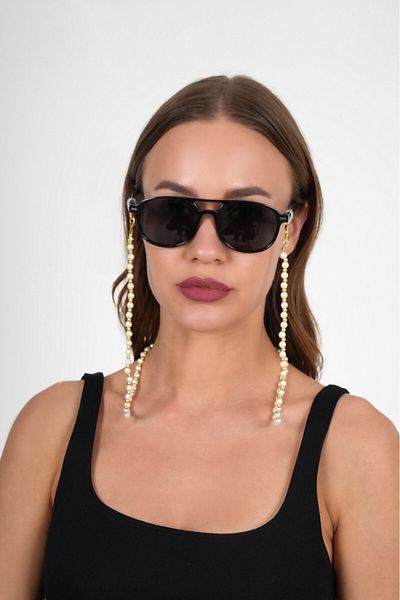 JULIANO Round Pearl And Gold Glasses Chain
