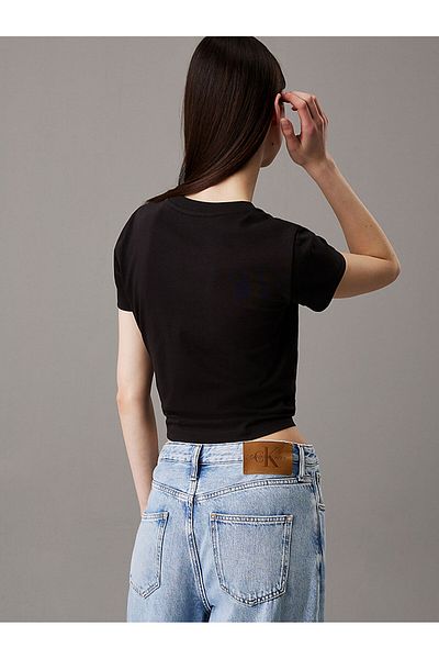 Calvin Klein Calvin Klein Women Black Placed Institutional Short Sleeve T-Shirt