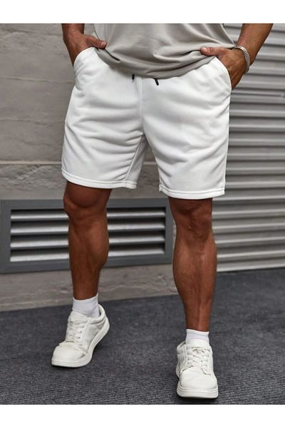Jooy Men's White Unlined Plain Basic Shorts