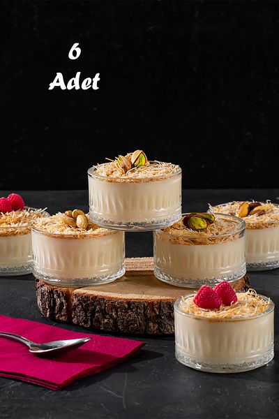 Atbyhome Fh-6 Amelia - Set of 6 Dessert and Ice Cream Bowl, Glass Pudding Cookie Bowl