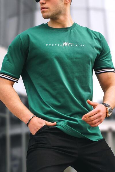 Madmext Sötétzöld Basic férfi póló