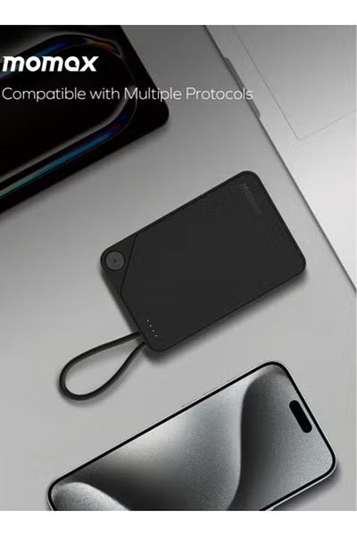Momax 1-Power X Battery Pack 10000 mAh Power Bank with Built-in USB-C PD Cable - Black
