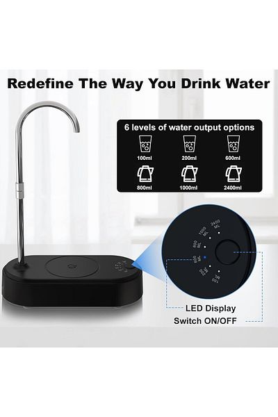 COOYA Desktop Water Bottle Dispenser, USB Portable Charging for 5 Gallon, 6-Levels Quantitative