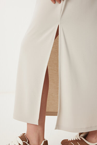 Lovelyİstanbul Oversize Basic Καλοκαιρινό Πλεκτό Φόρεμα STONE LUB0082