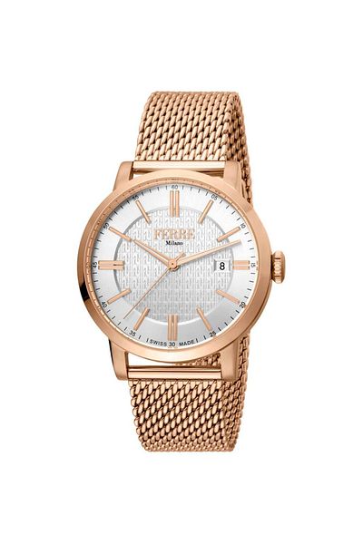 Ferre Milano FM1G156M0061 Watch FM1G156M0061 Men Raffaele Rose Gold with Silver Tone dial Quartz mechanism