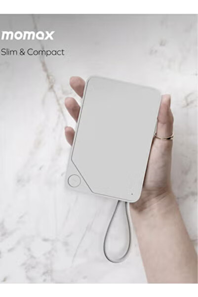 Momax 1-Power X Battery Pack 10000 mAh Power Bank with Built-in USB-C PD Cable - White