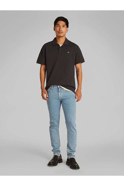 Calvin Klein Men's Black Polo Neck T-Shirt - Short Sleeve with Button Closure J30J 327040 -Beh