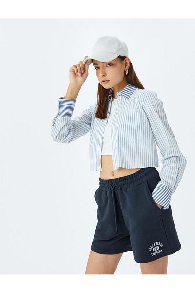 Koton Marineblaue Damen-Shorts 5sal40037ık