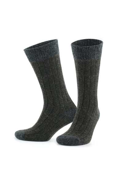 Go With Unisex 2'li Alpaka Yünlü Kışlık Yıkamalı Doğal Sıcak Topuk Burun Renkli Esnek Termal Çorap 3096