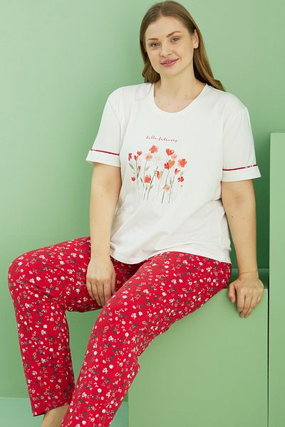 Siyah İnci Σετ πιτζάμες από βαμβακερό σχέδιο Curve Plus Size Oversize 25113777