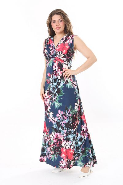 Şans Rochie de damă cu curea de mărime plus detaliată în piept colorat - 65N37966