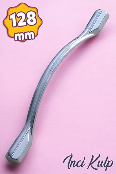 Badem10 İnci Kulp (128 MM - 12.8 CM) Metal Krom Mobilya Mutfak Çekmece Dolabı...