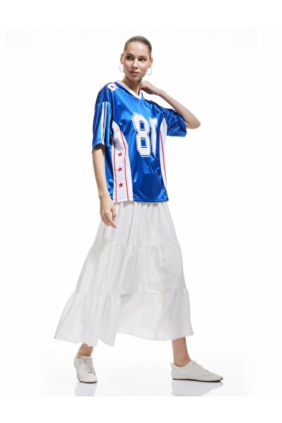 Koton Fusta lungă din bumbac în formă de A cu volan în straturi