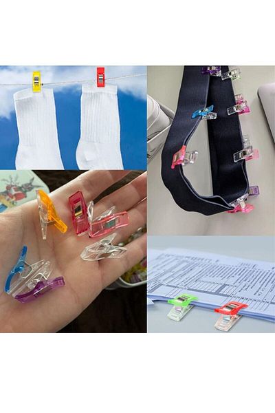Artus Tedarik 10 Large and 10 Small Sewing Embroidery Paper Pegs - Plastic Clips Holder