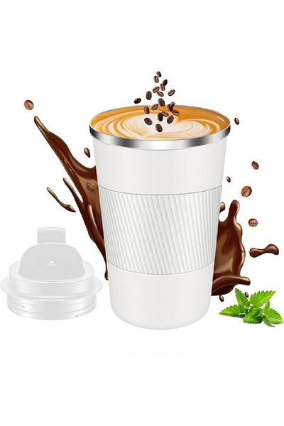 COOYA كوب قهوة للسفر، مصنوع من الفولاذ المقاوم للصدأ، مع مشروبات ساخنة وثلجية، مع غطاء مقاوم للانسكاب