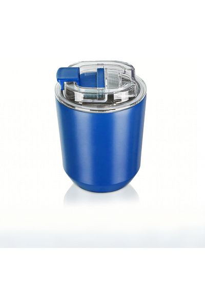 COOYA 10 oz Travel Coffee Mug with Lid, Vacuum Leak Proof Reusable Double Walled Tumbler(Blue)