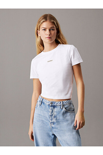 Calvin Klein Kadın Beyaz Kısa Kollu Tişört
