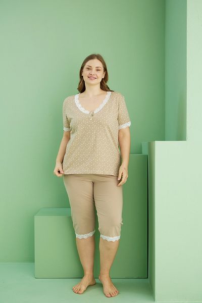 Siyah İnci Σετ βαμβακερό κάπρι με σχέδιο βιζόν Curve Large Size Oversize 25112745