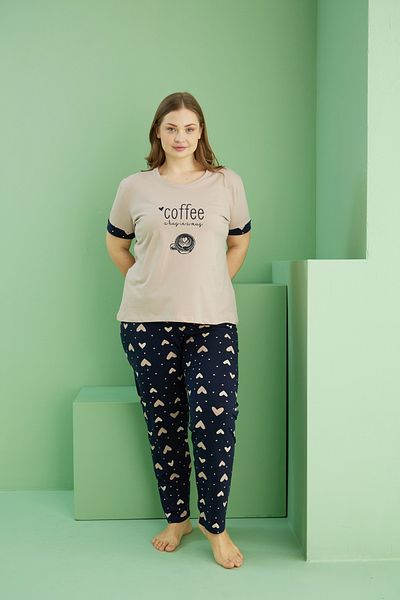 Siyah İnci Σετ πιτζάμες από βαμβακερό σχέδιο μινκ Curve Plus Size Oversize 25113744