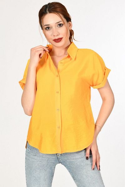 Cotton Candy Cămașă de vară pentru femei, pliabilă, cu mânecă scurtă, cu nasturi Miss Poem - Mango
