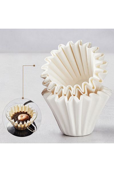MIBRU 185mm Wavy Coffee Filters – 100pcs Zigzag White Paper for Pour-Over Brewing