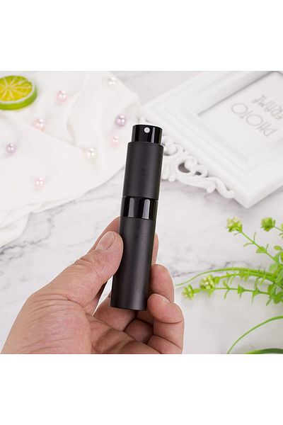 MIBRU Coffee Bean Spray Bottle – Black Aluminum Refillable Moisturizing Sprayer (9.8x2.3cm)