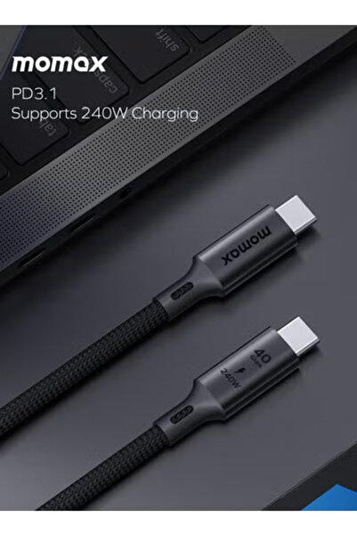 Momax Elite DC39 [240W] USB-C TO USB-C Cable 4 40GBPS [MFI Certified] Fast Charge PD 3.0 - Black