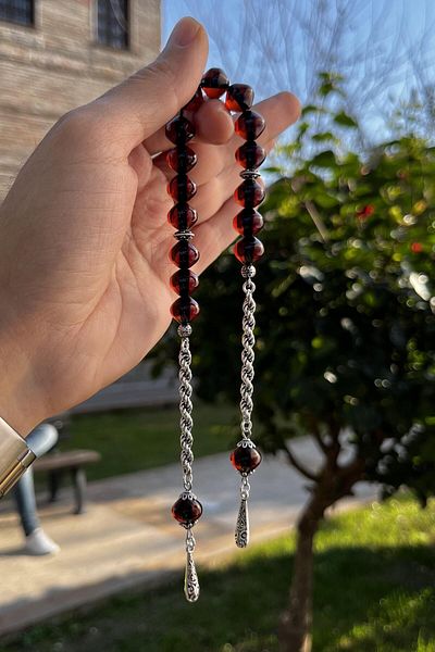 dergah tesbih Ateş-i Squeeze Silver Tasseled Gorgeous Dough Zaza Rosary