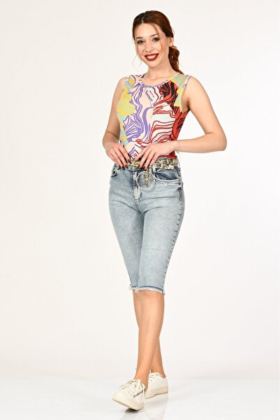 Cotton Candy Miss Poem Desenli Kolsuz Bluz - Kırmızı