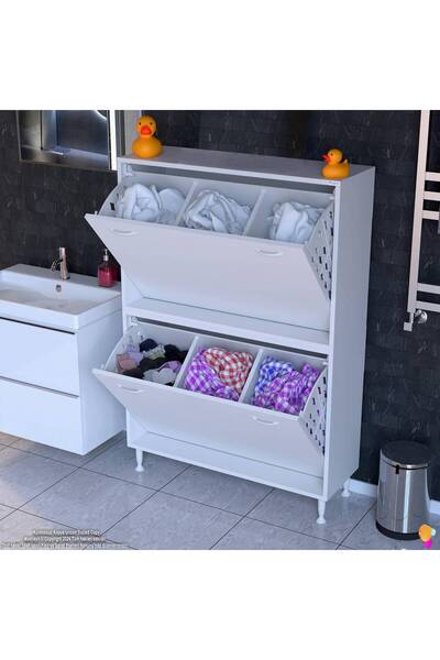Modilayn İLKİM Modern Çamaşır Ünitesi, 90x138x32,5 cm Gizli 6 Göz Akıllı Sepe...