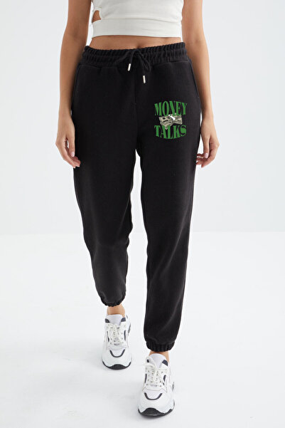 RPT MODA بنطال رياضي مريح بجيب مطاطي وطباعة MONEY TALKS من JOGGER