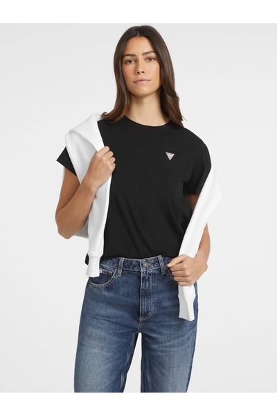 Guess Jeans Γυναικείο μαύρο μπλουζάκι j1314 Guess jeans