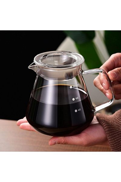 MIBRU 600ml V60 Server – Heat-Resistant Glass Coffee Carafe for Pour Over Brewing