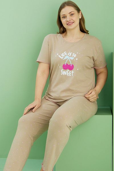 Siyah İnci Σετ πιτζάμες από βαμβακερό σχέδιο μινκ Curve Plus Size Oversize 25113771