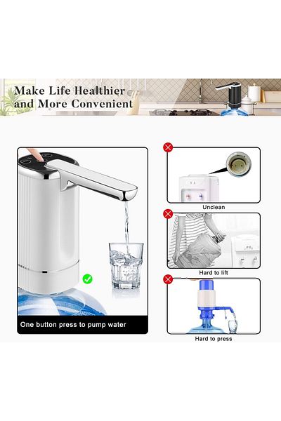COOYA Foldable Water Bottle Pump,Electric Type-C Charging Portable Automatic Low Noise Water Dispenser