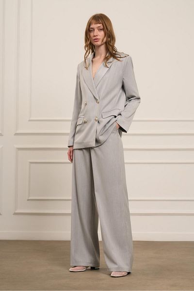 FTZ WOMEN Women's Striped Suit Gray 31077