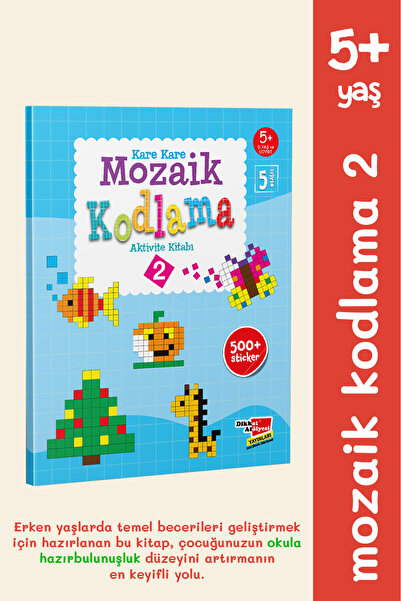 Dikkat Atölyesi Yayınları Okul Öncesi Ilkokul Mozaik Robotik Kodlama Etkinlik Kitabı