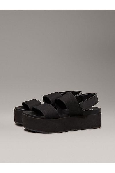 Calvin Klein Women's Black Platform Logo Sandals