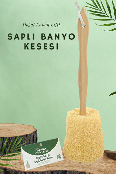 beauty with nature Doğal Kabak Lifli Saplı Banyo Kesesi