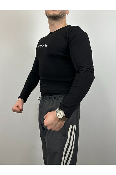 TURAN TACTICS Turkish Printed Black Cotton Lycra Long Sleeve Body (Badi̇)