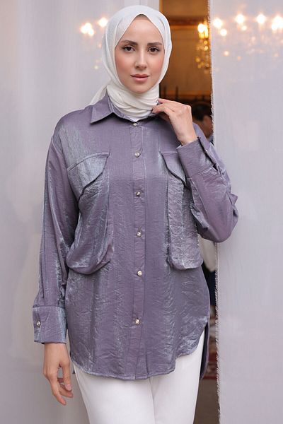 giyze Large Pocket Detailed Shirt Purple 2081